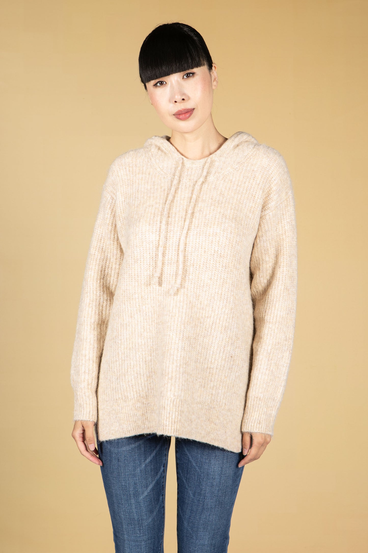 Pericia Knitted Hooded Jumper in Maple Beige