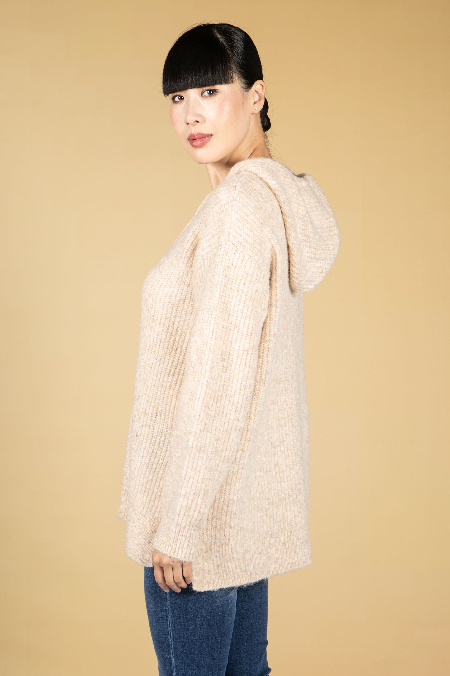 Pericia Knitted Hooded Jumper in Maple Beige