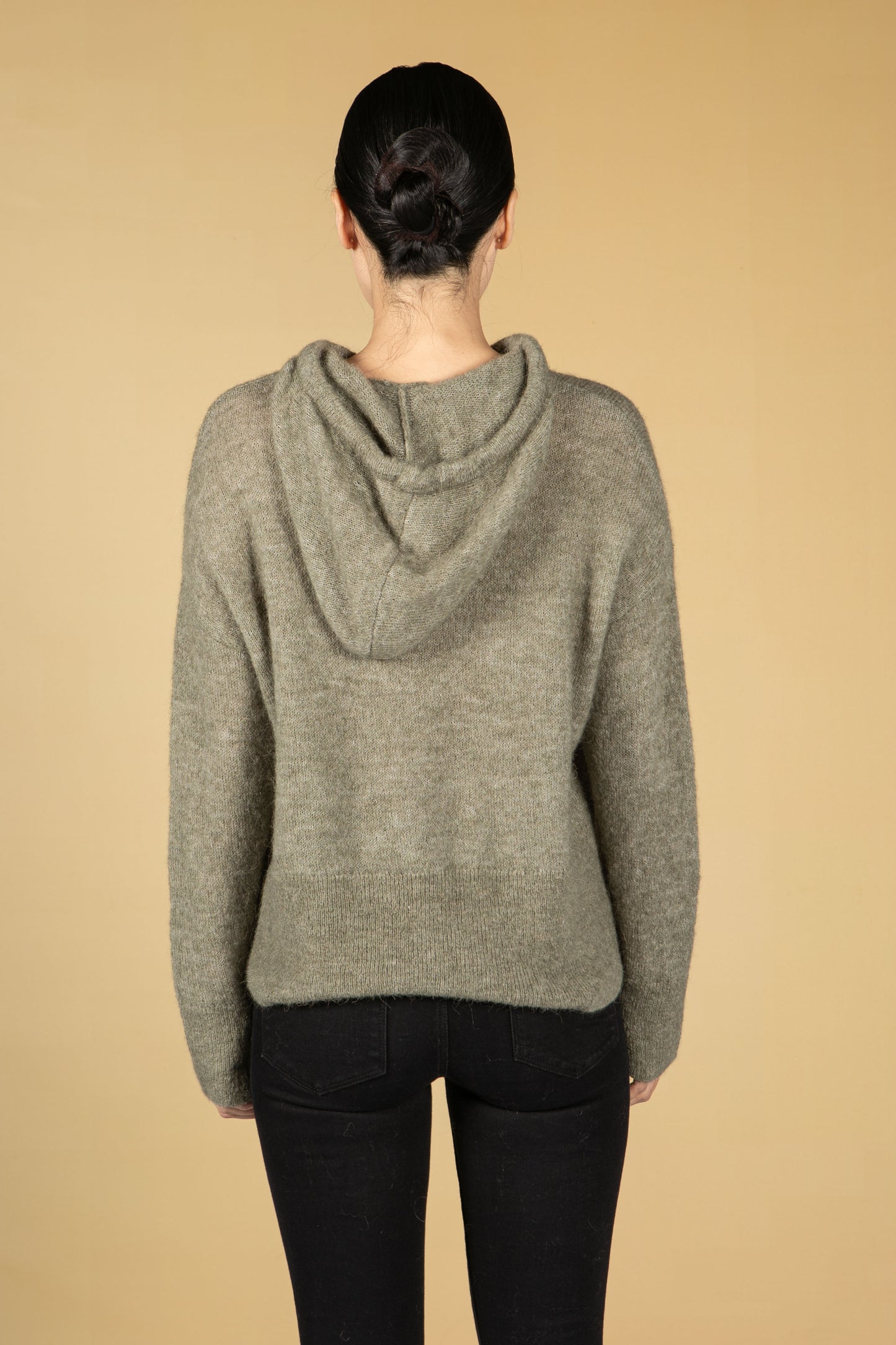 Piotra Knitted Hooded Jumper in Soft Moss