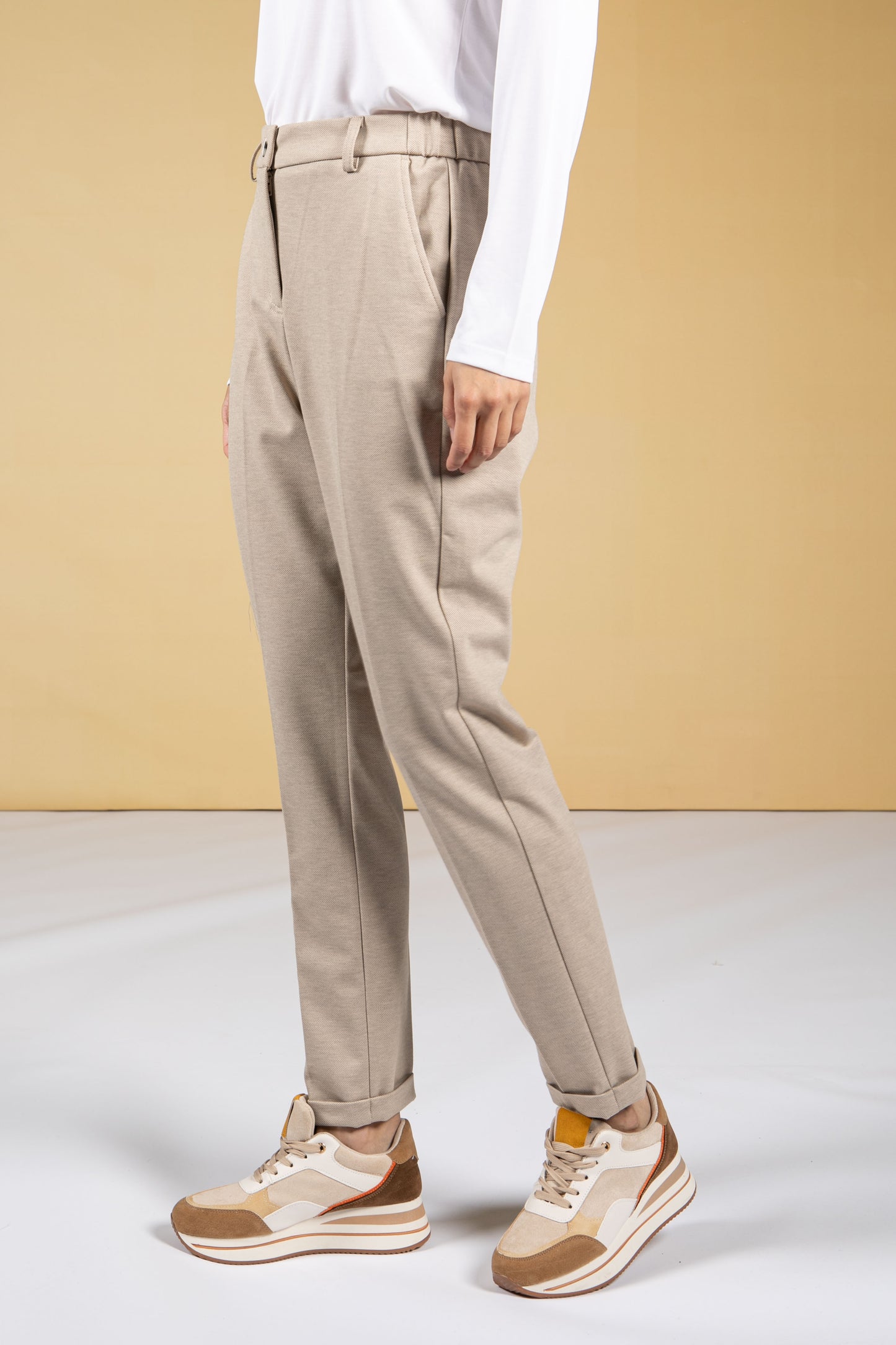 Melina City Trousers in cashmere cream melange