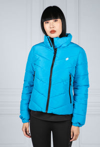 Non Hooded Sports Puffer Jacket in Aqua