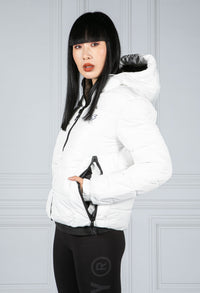 Hooded Spirit Sports Puffer Jacket in White