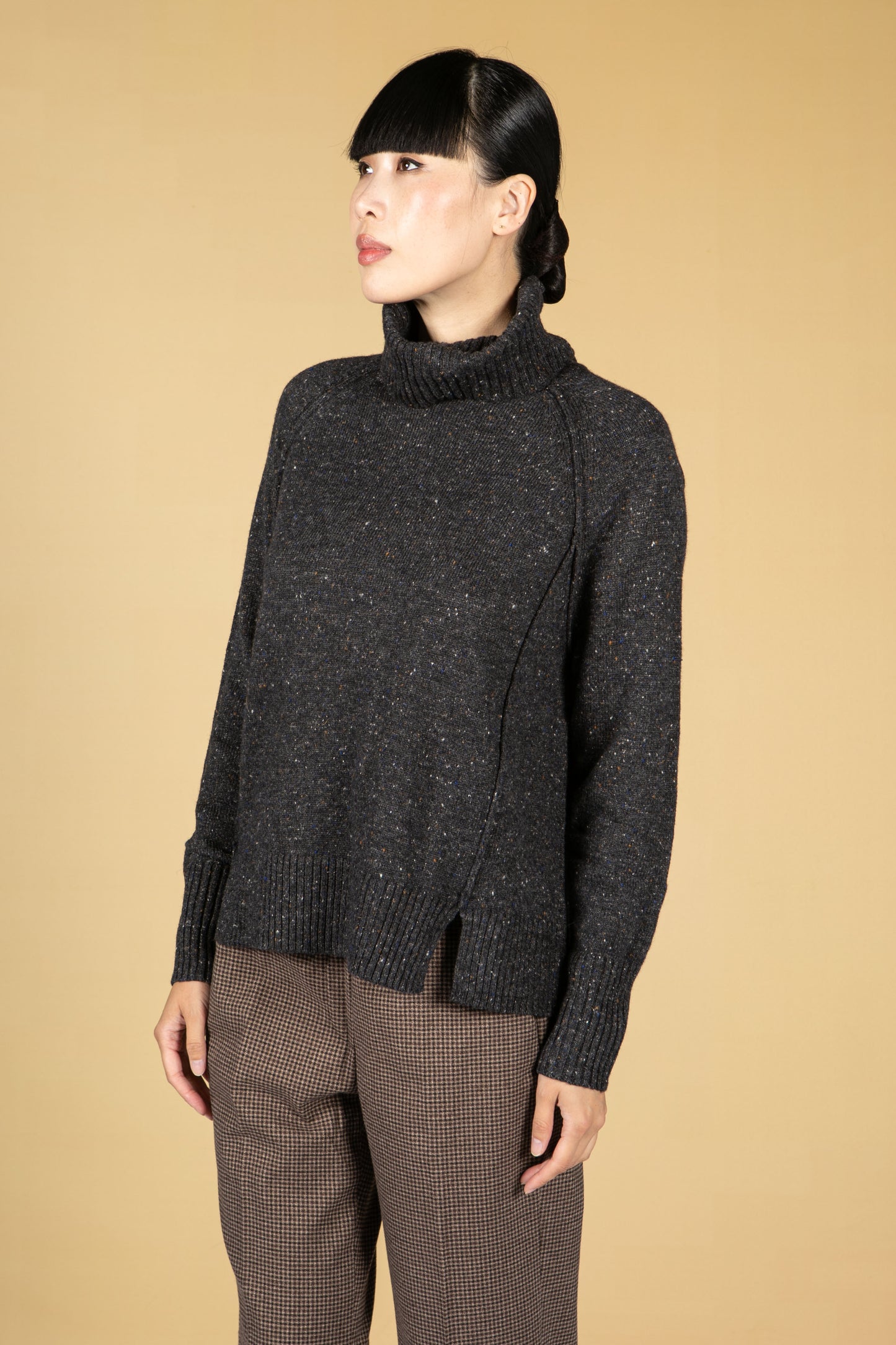 Pjinter Mock-Neck Jumper in slate grey melange