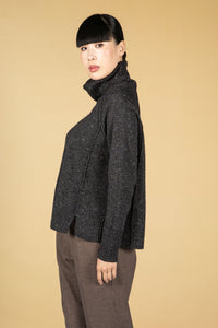 Pjinter Mock-Neck Jumper in slate grey melange