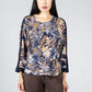 Navy Leaf Print Top