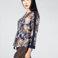 Navy Leaf Print Top