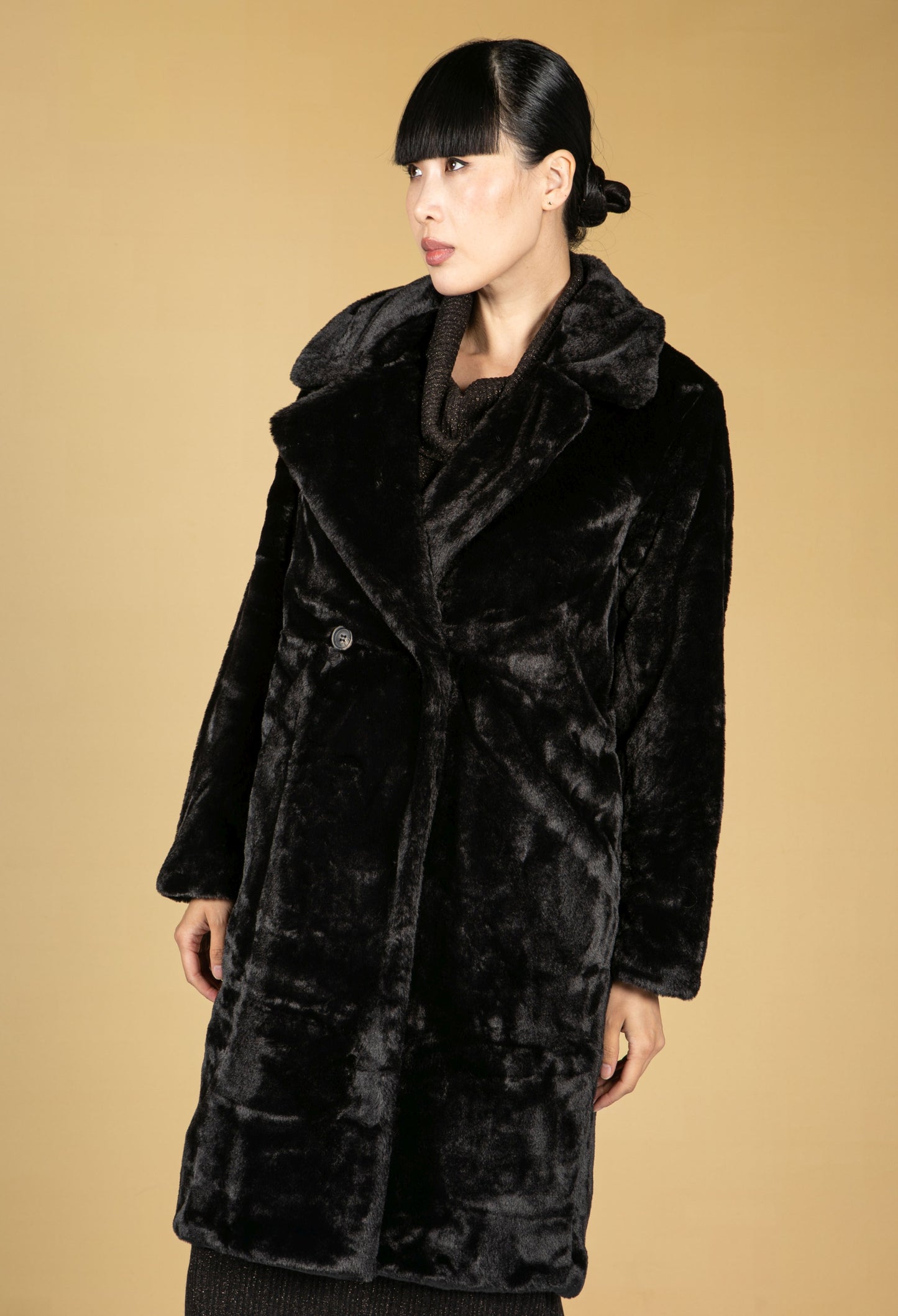 Black Faux Fur Coat