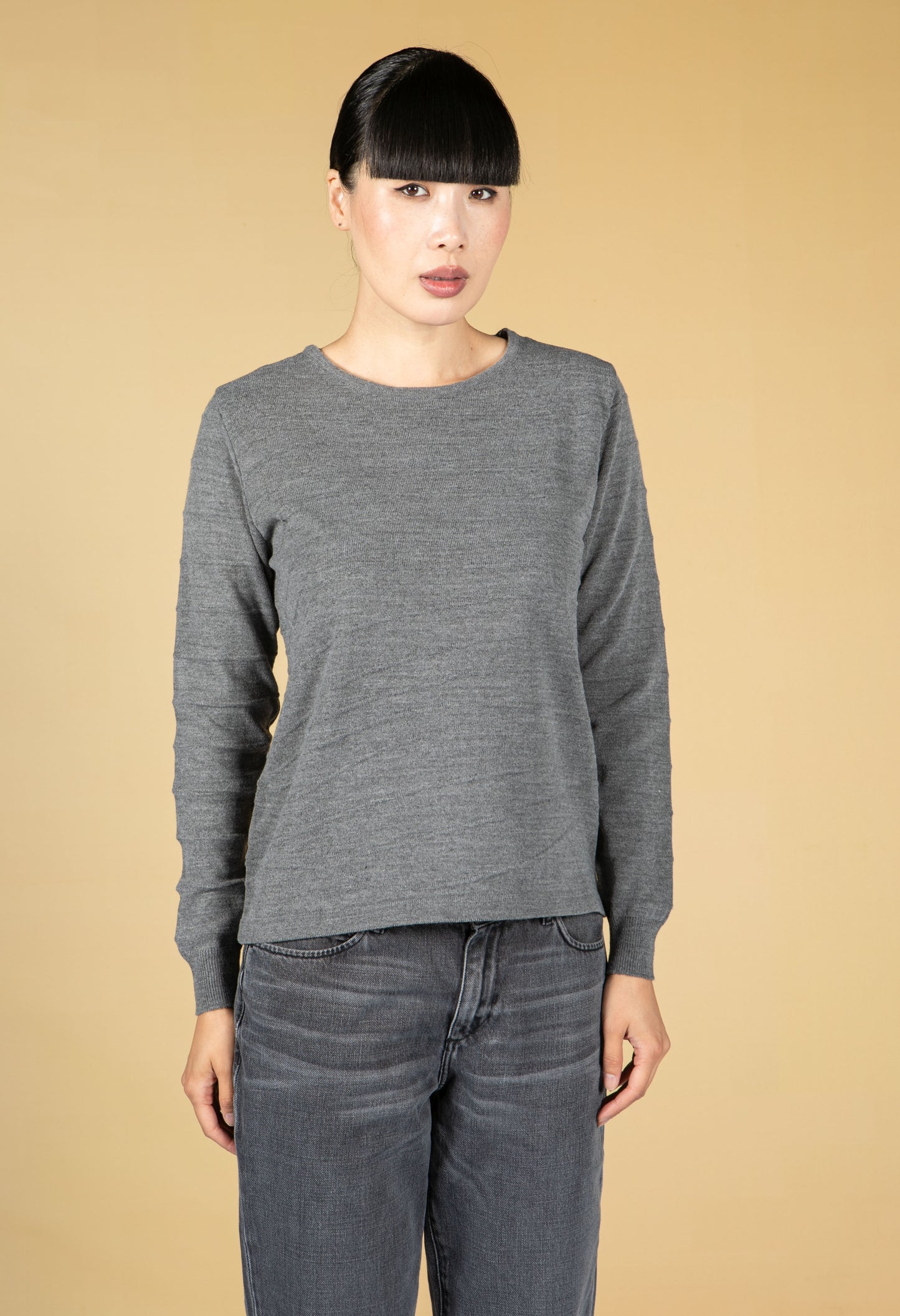 Grey Textured Knitted Pullover