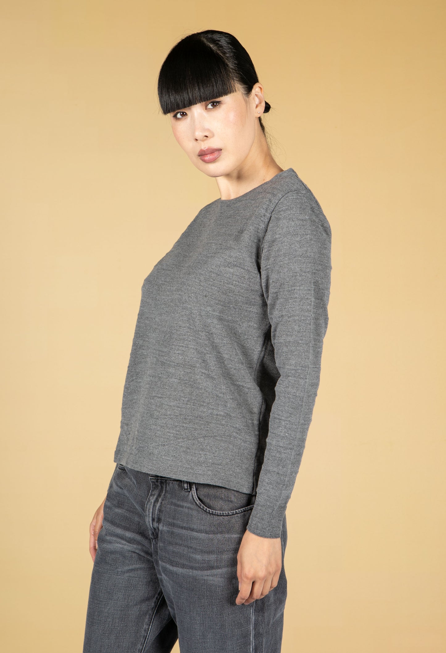 Grey Textured Knitted Pullover