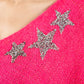 Bright Pink Star Jewelled Knit