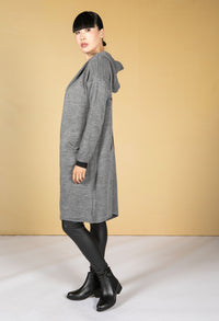 Long Line Knitted Star Cardigan in Mid Grey