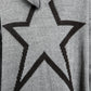 Long Line Knitted Star Cardigan in Mid Grey