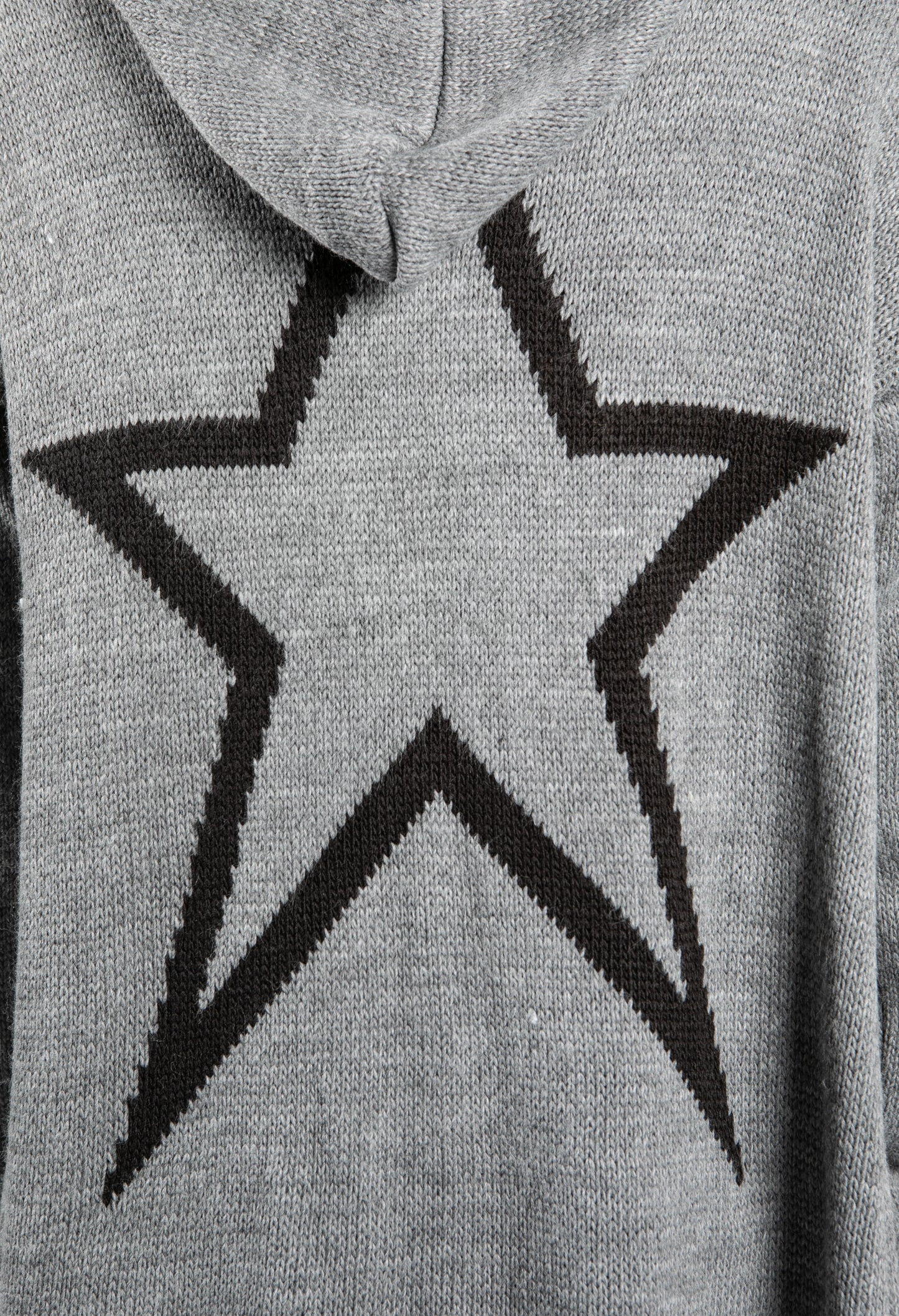 Long Line Knitted Star Cardigan in Mid Grey