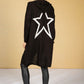 Long Line Knitted Star Cardigan in Black