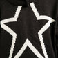 Long Line Knitted Star Cardigan in Black