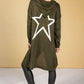 Long Line Knitted Star Cardigan in Khaki