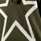 Long Line Knitted Star Cardigan in Khaki