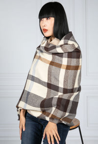 Cream and Grey Check Scarf