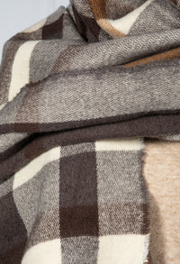 Cream and Grey Check Scarf