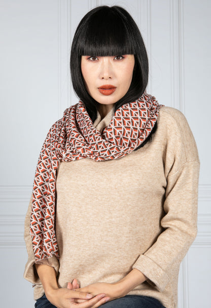 Geometric Rust Scarf