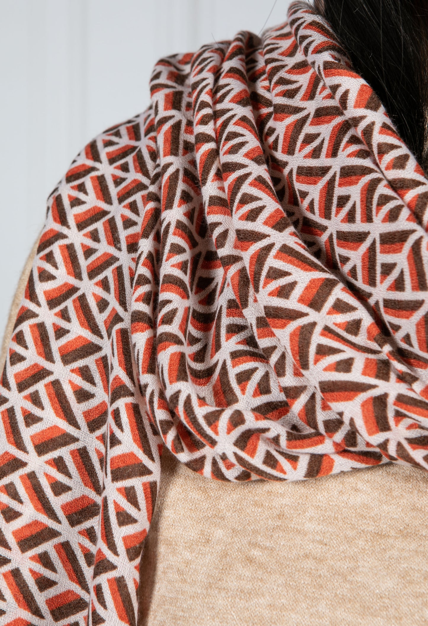 Geometric Rust Scarf