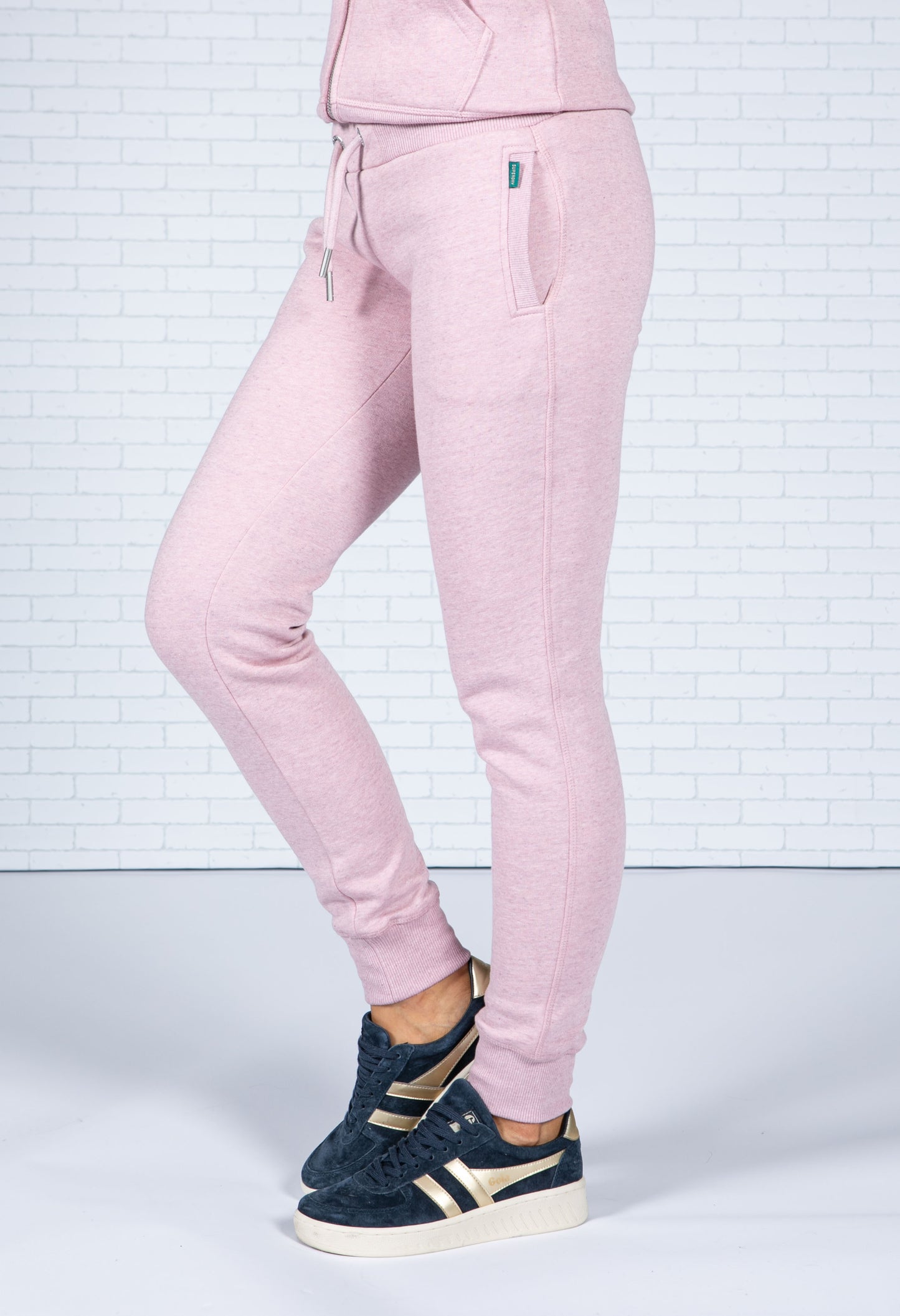 Vintage Logo Embroidered Joggers in Soft Pink Marl