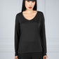 Long Sleeve V-Neck Tee in Black