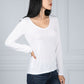 Long Sleeve V-Neck Tee in White