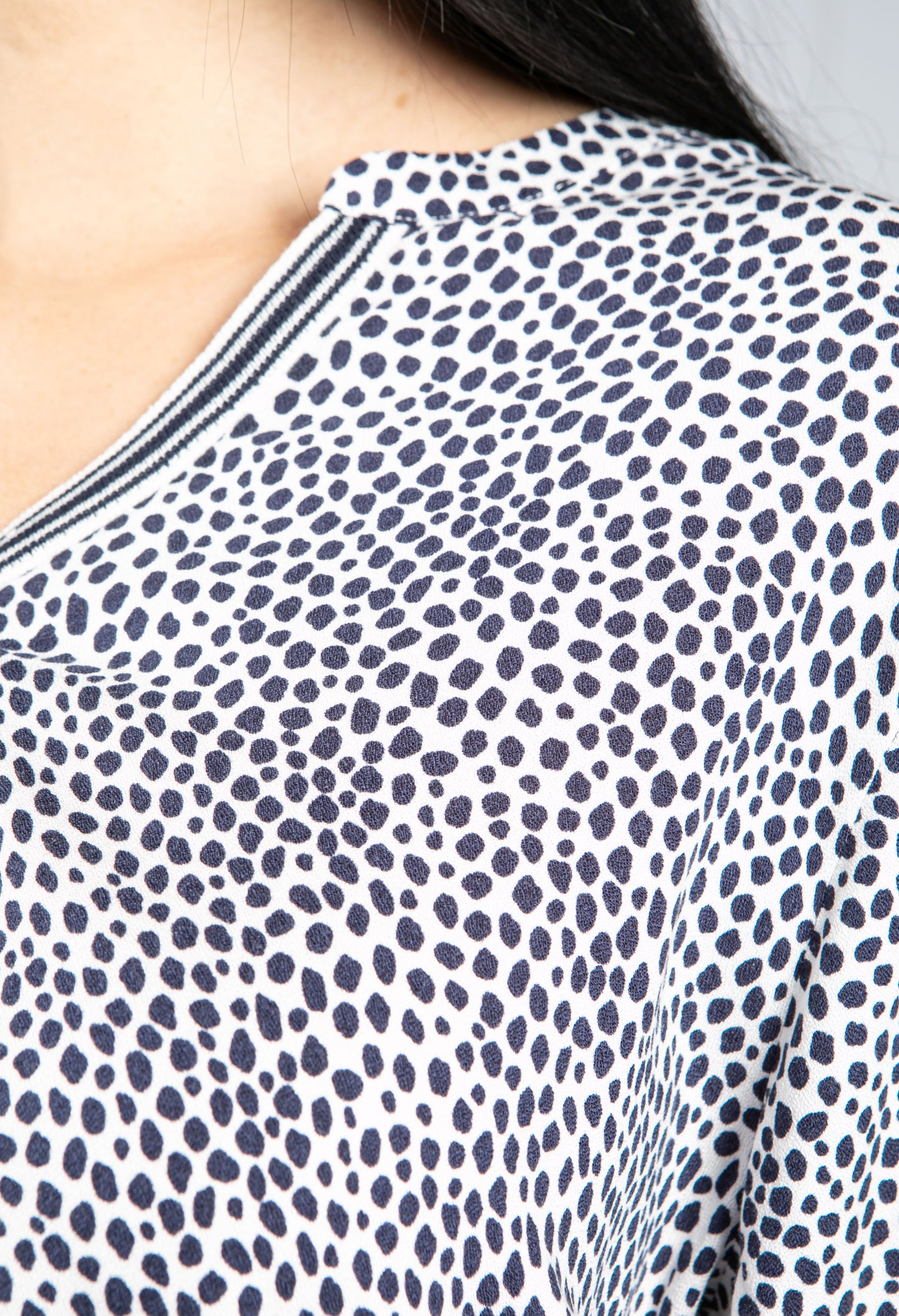 Navy Spotted Print Blouse