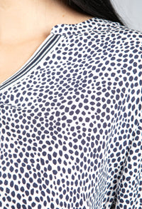 Navy Spotted Print Blouse