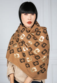 Golden Camel Printed Scarf