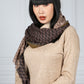 Taupe Geometric Print Scarf with Khaki Trim