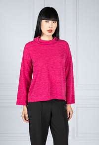 roll neck knit jumper in Magenta