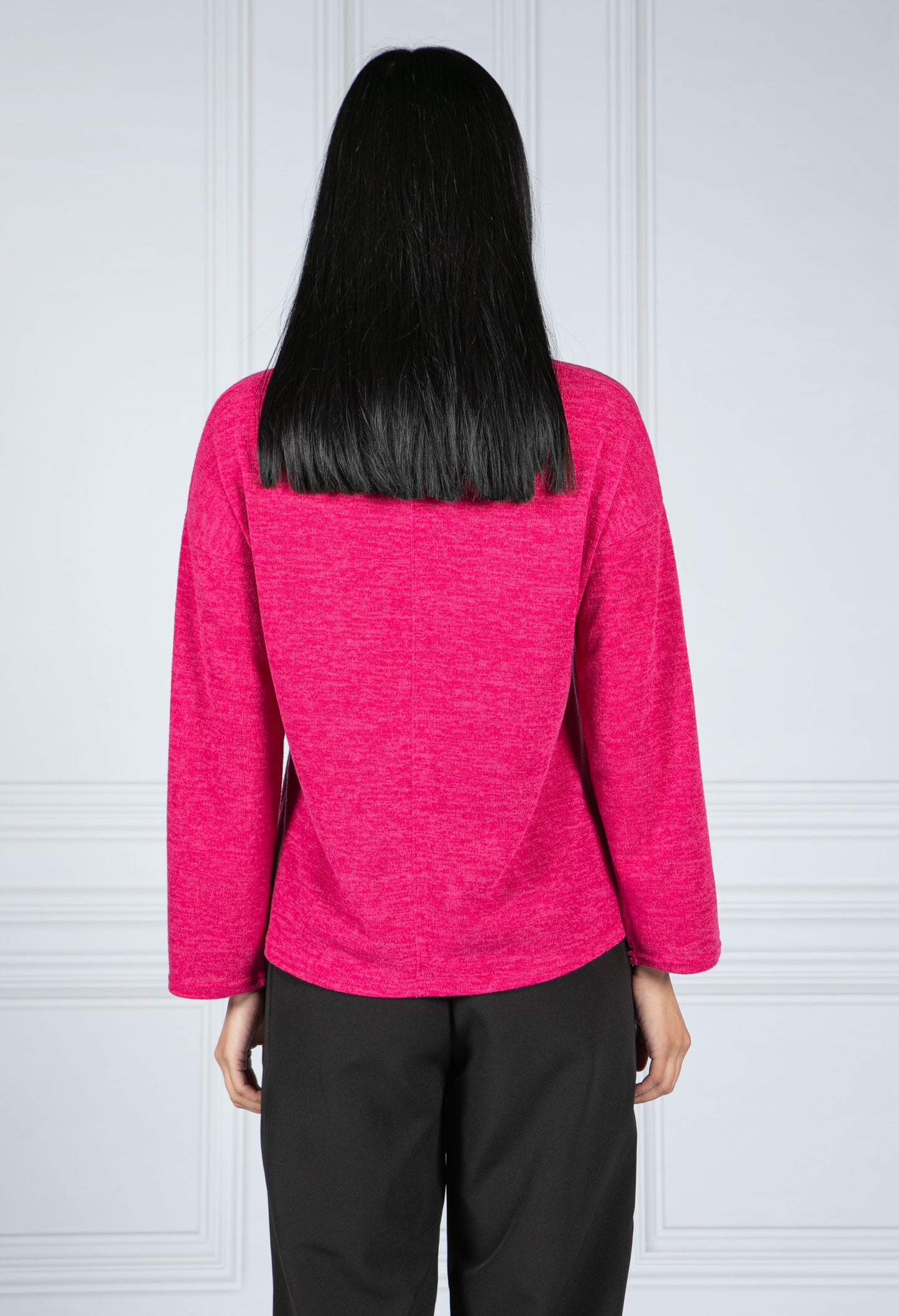 roll neck knit jumper in Magenta