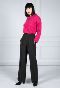 roll neck knit jumper in Magenta