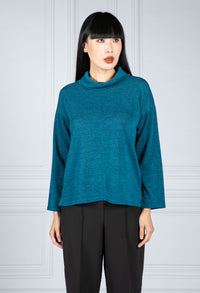 Roll Neck Knit Jumper in Deep Teal