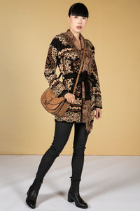 Jacquard Knit Cardigan in Camel