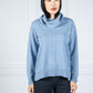 Knitted Jumper with High Collar in Powder Blue