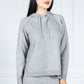 Knitted Hoodie with Side Slits in Soft Grey