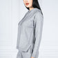 Knitted Hoodie with Side Slits in Soft Grey