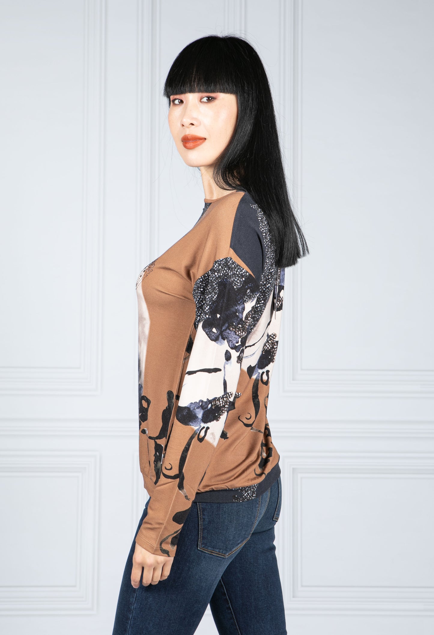 Printed Top With Gemstones