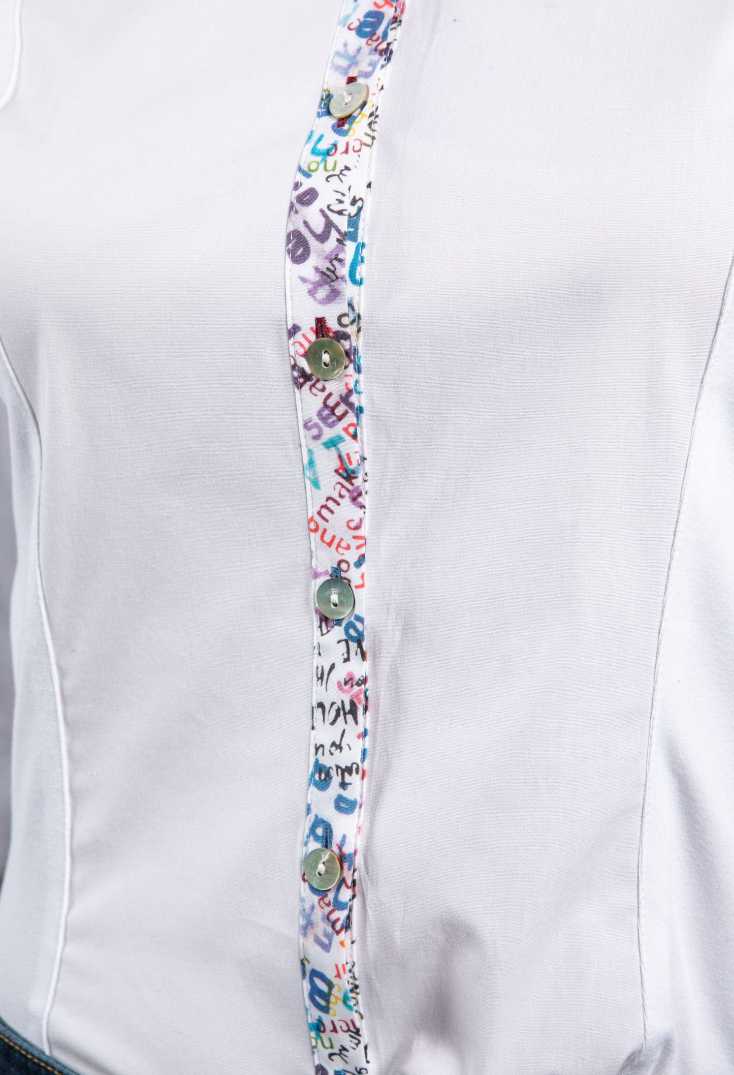 Printed Detail White Shirt