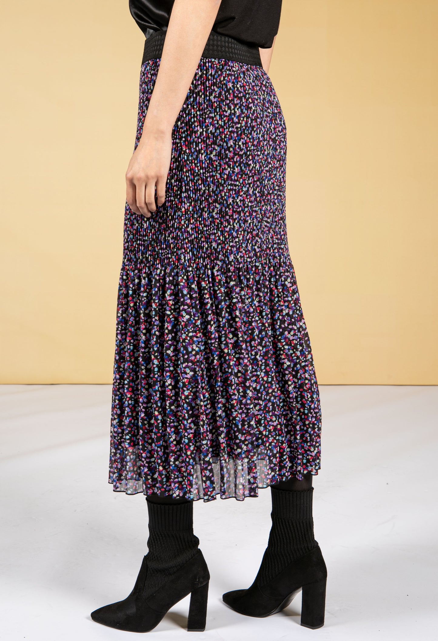 Confetti Print Plisse Skirt