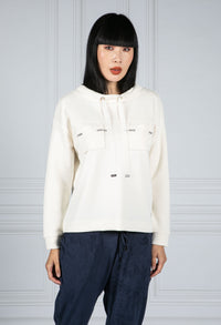 Sweatshirt with Patch Pockets in White