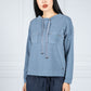 Sweatshirt with Patch Pockets in Cornflower Blue