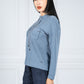 Sweatshirt with Patch Pockets in Cornflower Blue