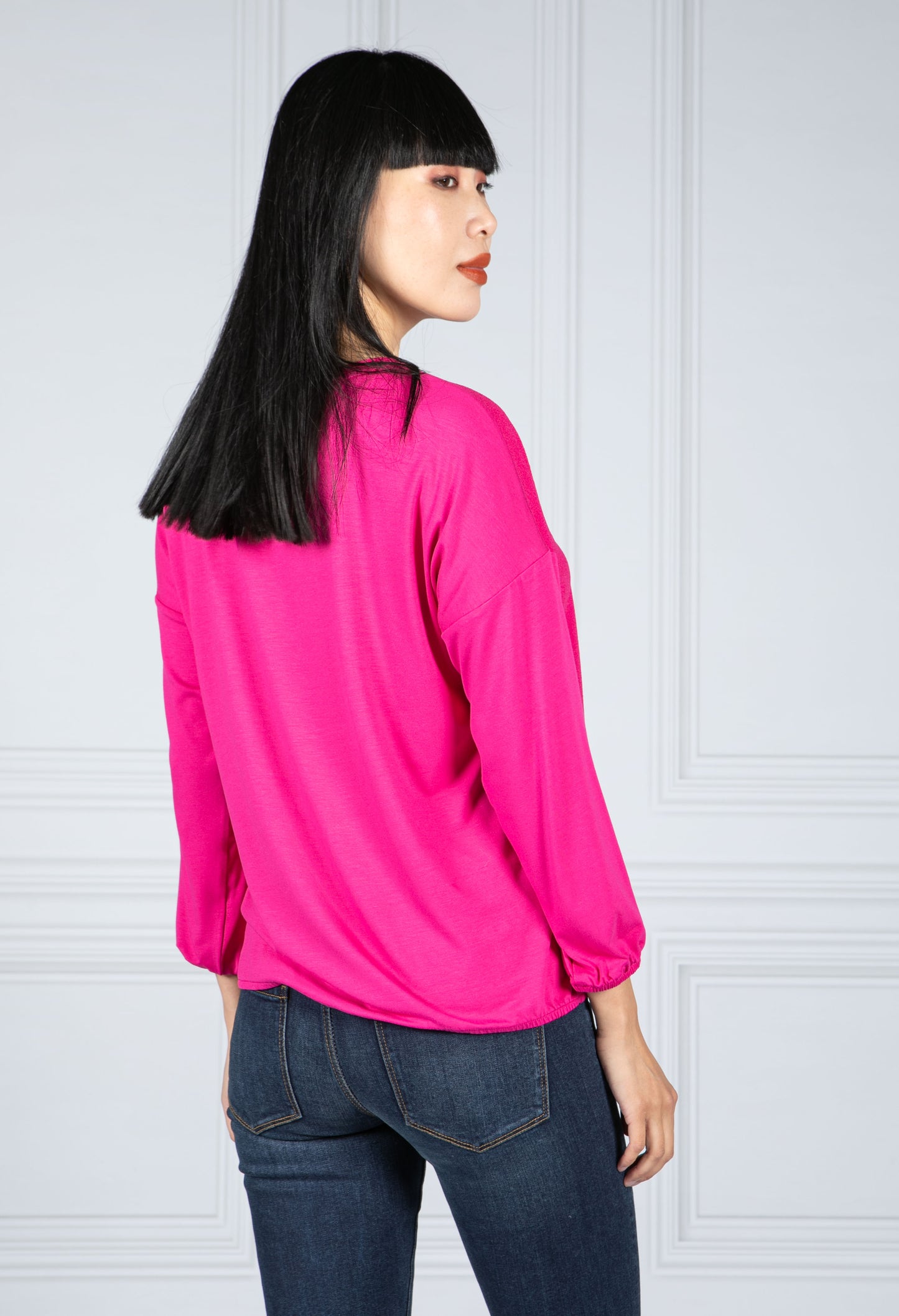 Magenta Crepe Front Top