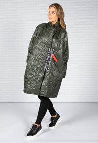 Khaki Quilted Coat with Toggle