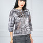 Â¾ SLEEVE SWEATSHIRT WITH GRAPHIC PRINT