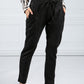 BLACK SUEDE FEEL TROUSERS